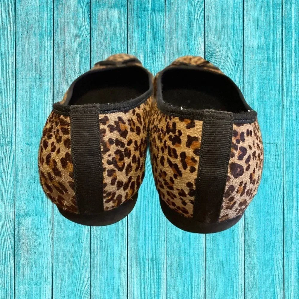 Datelli Cheetah Calf Hair Bow Ballet Flats 10.5